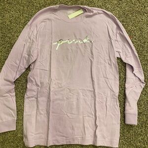 New S Victoria's Secret PINK Light Purple Long Sleeve CAMPUS Tee